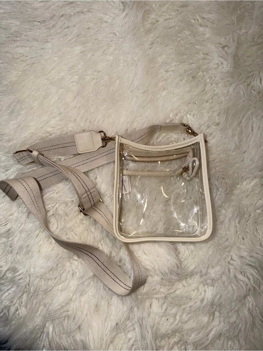 UNIVERSAL THREAD // Clear Stadium Crossbody Bag with Cream Trim